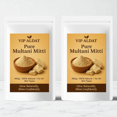 VIP ALDAT Multani Mitti Glow Bright Herbal Skin Radiance Detox Pure Pack 2 (2×450g)(900 g)
