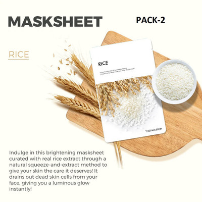 EVERERIN Rice Sheet Mask with Serum Face Sheet Mask Soft and Healthy Skin COMBO(40 g)