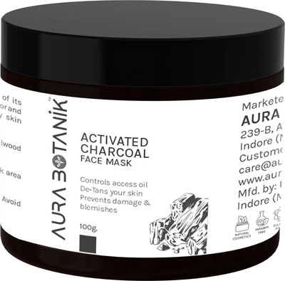aura botanik Activated Charcoal Face mask For Oil Control |De-Tans |Deep Cleansing(100 g)