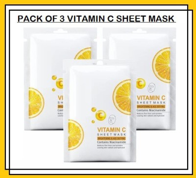 KA-KAIASHA VITAMIN C SHEET MASK WITH SERUM CONTAINS NIACINAMIDE WHICH HELPS IN BRIGHTENING(60 ml)