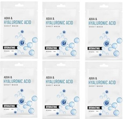 XIIAA AQUA & HYALURONIC ACID SHEET MASK PACK OF 6(20 g)
