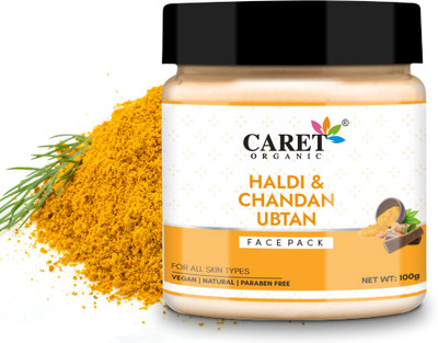 Caret Organic Haldi & Chandan Ubtan Face Pack| Reduce scars, Pigmentation Dark Spots(100 g)