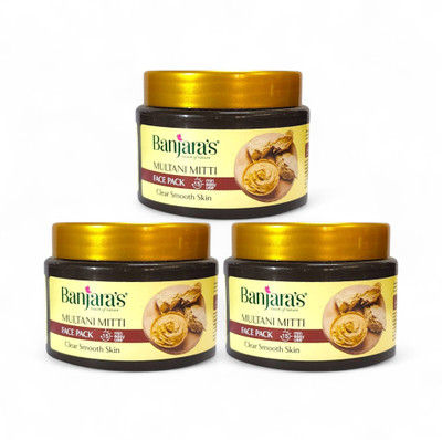 Banjaras Multani Mitti Clear Smooth Skin Face Pack - Pack Of 3 (100g)(300 g)