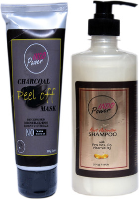 INDOPOWER BnN 231-CHARCOAL PEEL OFF MASK 100g. + ROOT ACTIVATOR SHAMPOO 500g.(2 Items in the set)