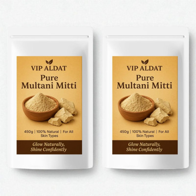 VIP ALDAT Multani Mitti Glow Crystal Herbal Clear Bright Skin Detox Pack 2 (2×450g)(900 g)
