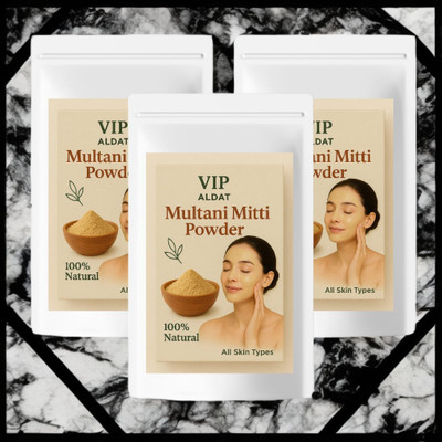 VIP ALDAT Herbal Clay Refresh 3 Pack Multani Mitti for Natural Fresh Skin Tone(450 g)