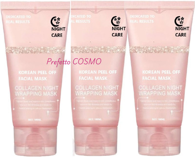 Prefetto COSMO Collagen Night Mask Pack of 3 for Wrinkle Reduction(300 ml)