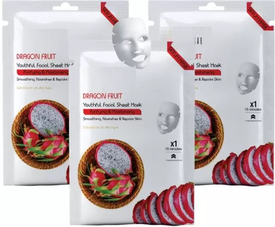 Jiwoo DRAGON FRUIT SHEET MASK WITH SERUM PURIFIES & MOISTURISE THE SKIN(80 g)