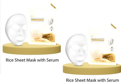 Emijun Rice Sheet Mask with Serum Face Sheet Mask Soft and Healthy Skin COMBO(40 ml)