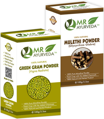 MR Ayurveda Green Gram Powder and Mulethi Powder - Set of 2(200 g)