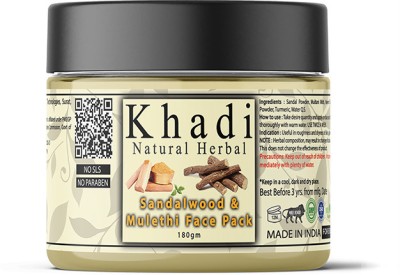 khadi natural herbal Sandalwood And Mulethi Face Mask | Skin Whitening Face Pack For All Skin Type Pack 180 gm(180)