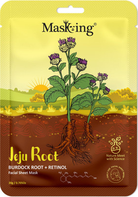 MasKing Jeju Root Facial Sheet Mask Burdock Root + Retinol, Face Serum Mask, 20Ml each(20 ml)
