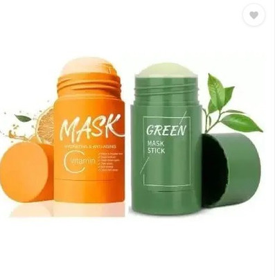 Flimora Combo of Green Tea Mask + Vitamin C with Turmeric 2 Clay Face Pack Mask Stick(80 g)