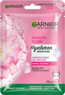 GARNIER Skin Naturals, Sheet Mask, Hydrating & Increases Glow, Sakura Glow(28 g)