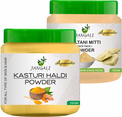 Pure Jangali Organics Kasturi Turmeric Powder For Face Pack + Multani Mitti Powder _ (200 g)(200 g)