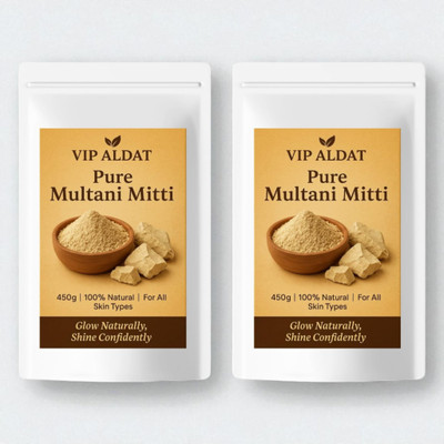 VIP ALDAT Multani Mitti Glow Prime Crown Herbal Elite Bright Skin Pack 2 (2×450g)(900 g)