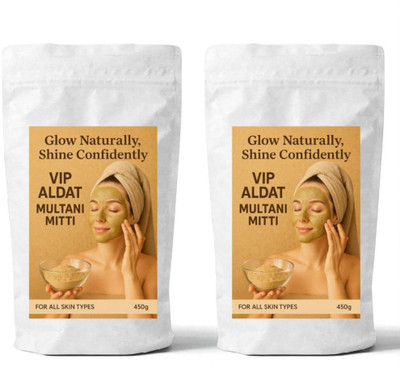 VIP ALDAT Multani Mitti Herbal Pure Glow Natural Detox Radiance Care Pack 2 (2×450g)(900 g)