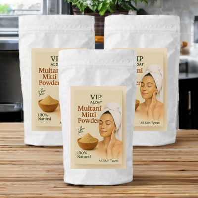 VIP ALDAT Pure Nature Multani Mitti 3 Pack – Herbal Detox Formula for Smooth Skin(450 g)