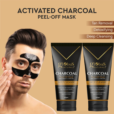 Globus Naturals Activated Charcoal Peel off Mask For Men Enriched With Vitamin-E, Aloevera(200 g)