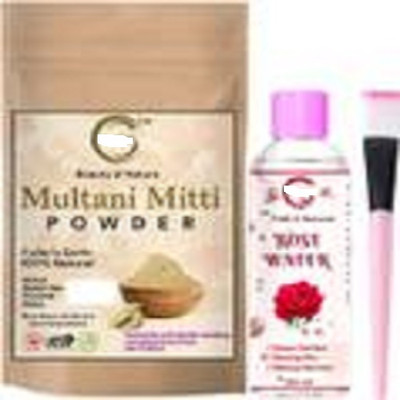 Eletree Multani Mitti face Powder+Rose Water/Gulab Jal+Single Stick Brush Combo Pack(320 g)