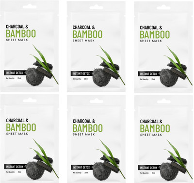 XIIAA CHARCOAL & SHEET MASK INSTANT DETOX PACK OF 6(20 g)