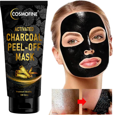cosmofine Activated Charcoal Peel Off Mask, Deep Cleansing, Blackhead & Whitehead Removal(100 g)