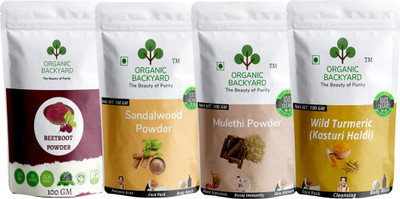 Organic Backyard Beetroot,Sandalwood,Mulethi and Wild Turmeric Powder for Face Care 100gm Each(400 g)