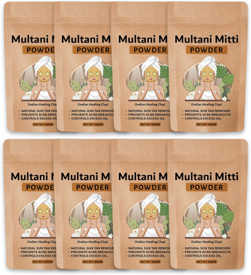 Vitra Multani Mitti Powder| Bentonite Clay | Great For Hair, Face, Skin (8 Pcs)(800 g)