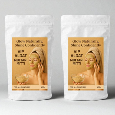 VIP ALDAT Organic Multani Mitti Powder for Smooth Face Glow – Pack of 2 (2×450g)(900 g)