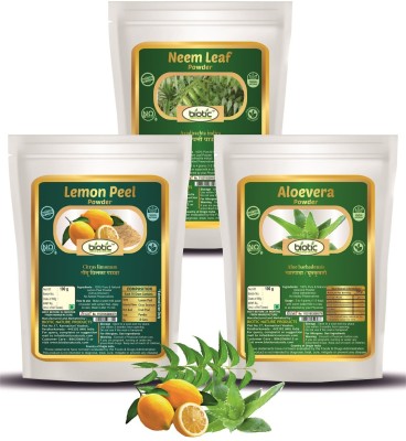 biotic Neem Leaf, Lemon Peel and Aloevera Powder - Combo 100 g Each(300 g)