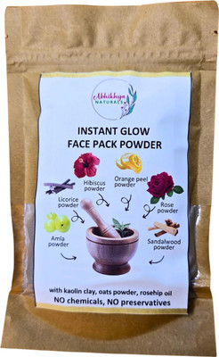 Abhikhya Naturals Instant Glow Face Pack Powder with Oats, Orange Peel & Sandalwood(100 g)