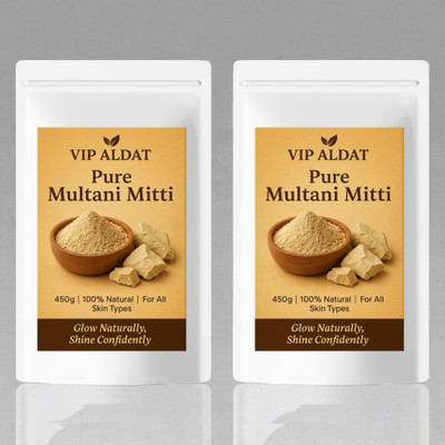 VIP ALDAT Multani Mitti Organic Herbal Radiance Glow Skin Bright Detox Pack 2 (2×450g)(900 g)