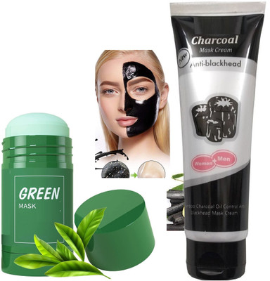 Latixmat Green Tea Purifying Clay Stick mask With Charcoal Face Mask Peel Off Blackhead for Girls and Boys Set(2 Items in the set)