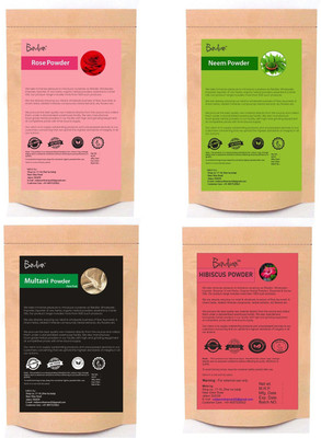 BIndian Rose Neem Multani Mitti & Hibiscus Face Pack Powder Pack Of 04 (50gm Each)(200 g)