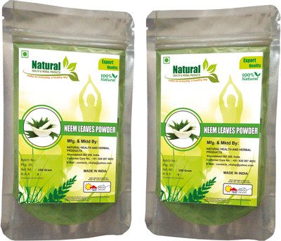 Natural HEALTH & HERBAL PRODUCTS Natural Neem Leaves(Azadirachta Indica) Powder for Pimple-free Clear Skin (100 Gram x2 Pack) 200 Gram(200 g)