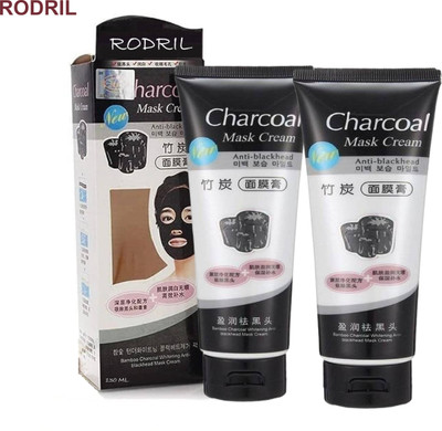 rodril CHARCOAL FACE MASK PEEL-OFF FOR BETTER SKIN TEXTURE PACK OF 2(260 ml)