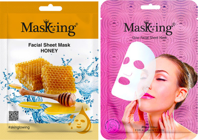MasKing Honey and glow Facial sheet mask for Glowing skin, men and women pack of 2(40 ml)