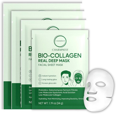 CHARMNEST BIO COLLAGEN FACE MASK pack of 4(136 g)