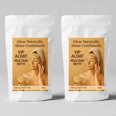 VIP ALDAT Multani Mitti Herbal Glow Radiance Bright Natural Skin Care Pack 2 (2×450g)(900 g)