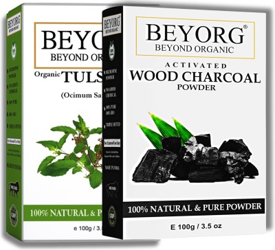 BEYORG Tulsi Powder & Activated Charcoal Powder No Parabens For Detox & Tanning Removal(200 g)