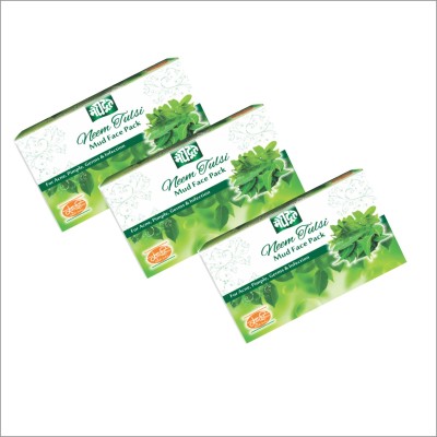 MEGHDOOT Neem Tulsi Mud Face Pack for Acne,Pimples and Germs Infection(Packof 3-25g Each)(75 g)
