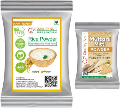 QY1 Rice Powder (200 Gram) With Multani Mitti Powder (100 Gram)(300 g)