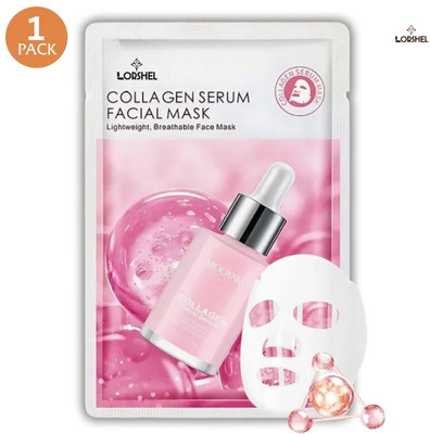 LORSHEL Collagen Face Sheet Mask Collagen Sheet Mask Smooth Soft Benefits(25 ml)