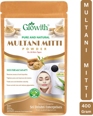 Glowith Natural & Organic Herbal Multani Mitti Face Pack Powder for Glowing Hair & Skin(400 g)