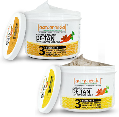 Aaryanveda De-Tan Removal Face Pack & Tan Removal Cream for Skin Brightening & Hydration(100 g)