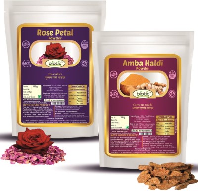 biotic Rose Petal, Amba Haldi Powder - (100 gms Each)(200 g)