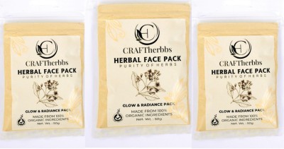 CRAFTherbbs Glow & Radiance Pack for Glowing Skin | Herbal Face Mask Powder, Pack of 3(50 g)