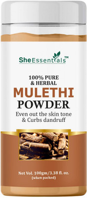 She Essentials Mulethi Powder for Skin Lightening, Pigmentation Clear & Even Skin Tone(100 g)