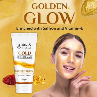Globus Naturals Gold Peel Off Mask Enriched with Vitamin-E, For Golden Glow & Radiance(100 g)