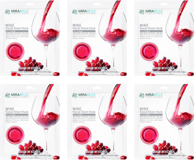 MIRABELLE COSMETICS KOREA wine facial sheet mask ( Pack of 6 )(25 ml)